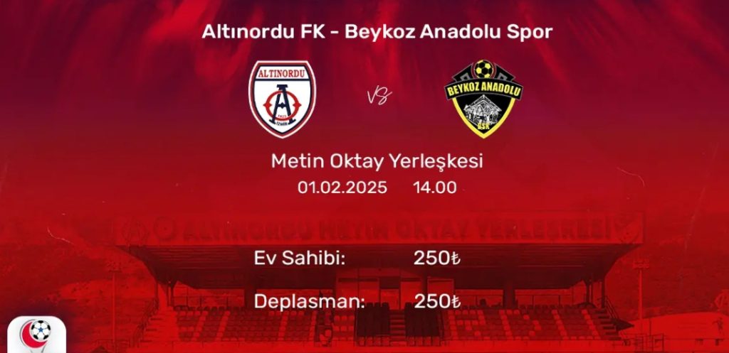 ALTINORDU-BEYKOZ KARŞILAŞMASI CANLI YAYINLANACAK